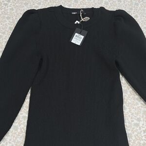 ONLY Black Ribbed Puff Sleeve Top